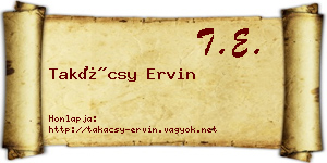 Takácsy Ervin névjegykártya