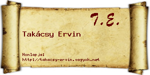 Takácsy Ervin névjegykártya